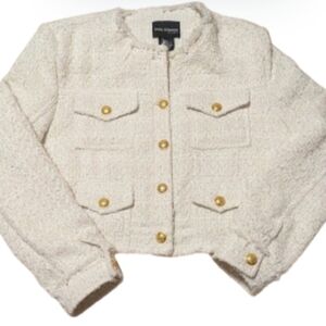 Marc Edwards Ivory Textured Jacket with Gold Accents